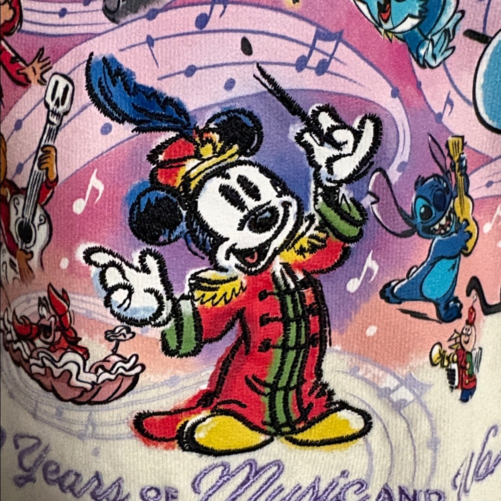 Disney 100 Years of Music and Wonder Cream Hoodie with Character Graphics - Picture 3 of 8